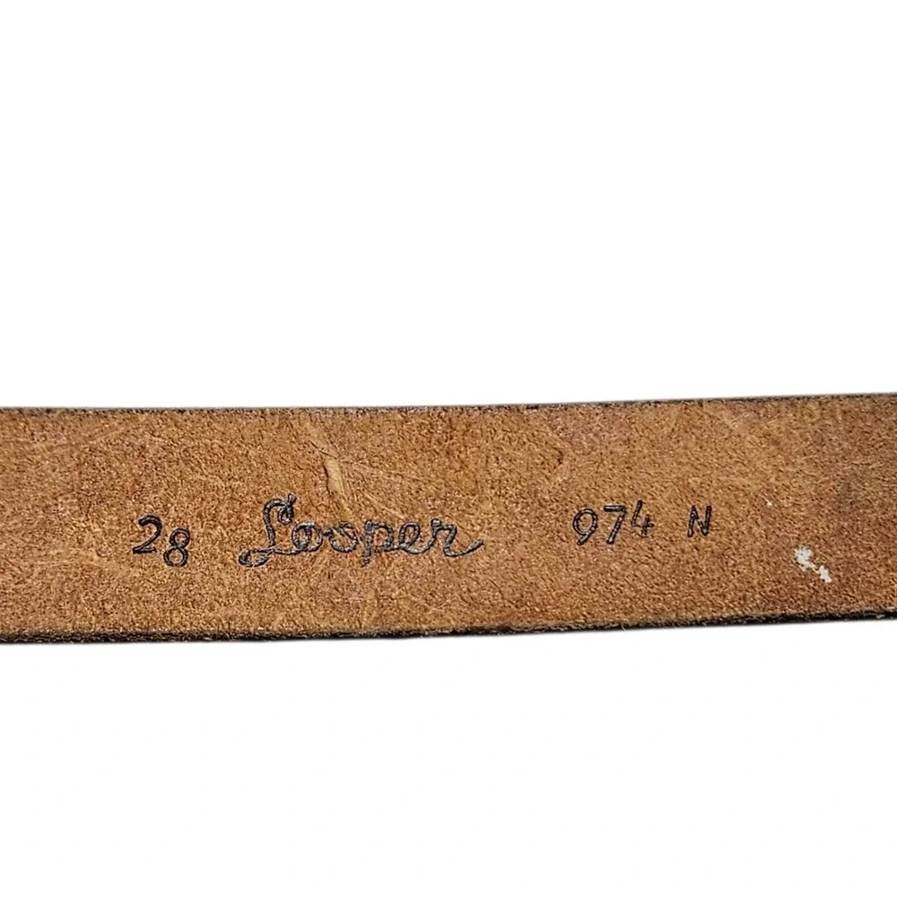 Vintage Leather Belt Tooled Floral Personalized DERRICK Western Style‎ Tan 28
